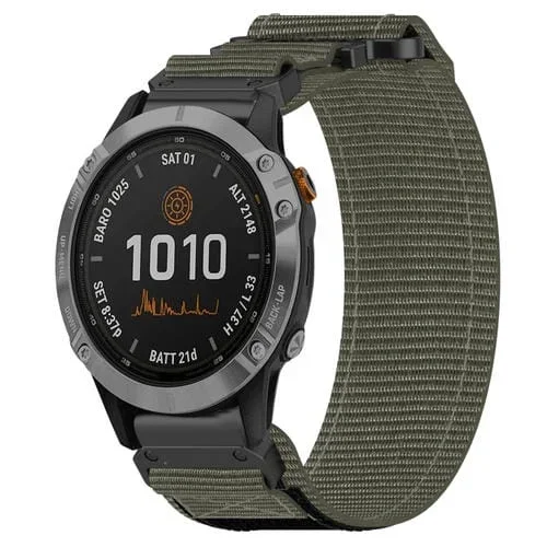 Correa de Reloj para Garmin Fenix 7 con Cierre de Gancho y Bucle de Nailon 22mm (Gris)