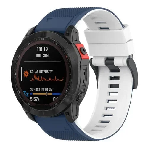 Correa de Reloj para Garmin Fenix 7 de Silicona Dos Colores (Azul Blanco)