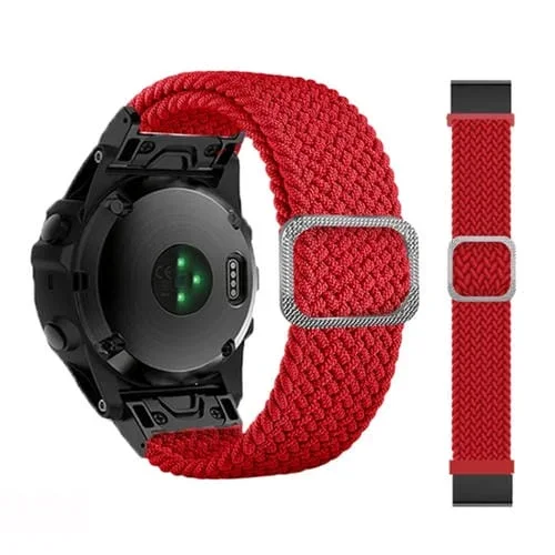 Correa de Reloj para Garmin Fenix 7X Nailon Trenzada Ajustable (Rojo)