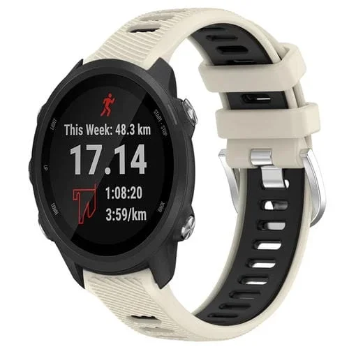 Correa de Reloj para Garmin Forerunner 245 20mm Deportes Dos Colores con Hebilla de Acero (Starlight + Black)