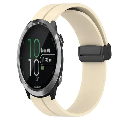 Correa de Reloj para Garmin Forerunner 645 Music 20mm silicona cierre magnético (Beige)
