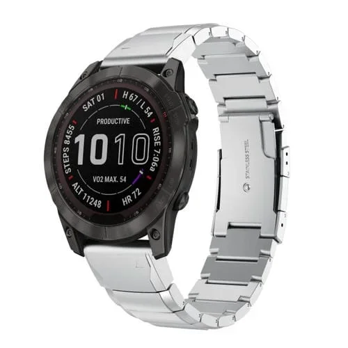 Correa de Reloj para Garmin Instinct 2X acero inoxidable con caparazón de tortuga solar (Astilla)