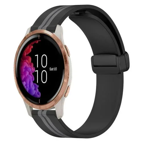 Correa de Reloj para Garmin Venu Silicona Cierre Magnético Plegable 20mm (Negro + Gris)