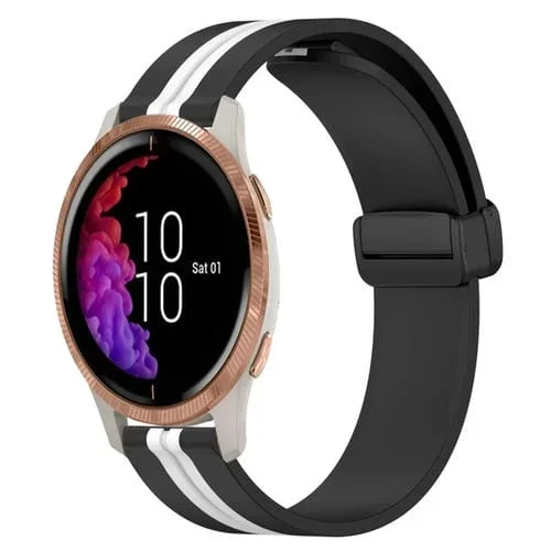 Correa de Reloj para Garmin Venu Silicona con Cierre Magnético Plegable 20mm (Negro + Blanco)