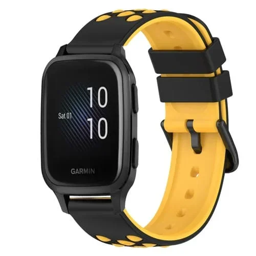 Correa de Reloj para Garmin Venu Sq 20mm Silicona Dos Colores (Negro + Rojo)