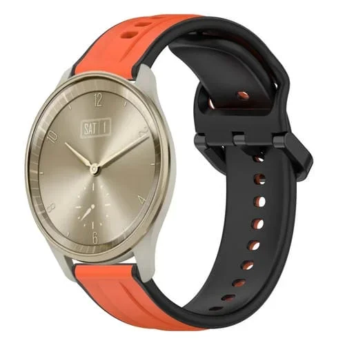 Correa de Reloj para Garmin Vivomove Trend 20mm Convex Loop Silicona Dos Colores (Naranja + Negro)