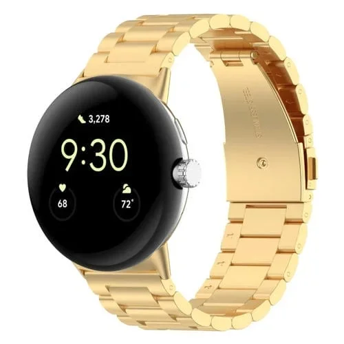 Correa de Reloj para Google Pixel Watch 2 Metal Acero Inoxidable Tres Cuentas (Dorado)
