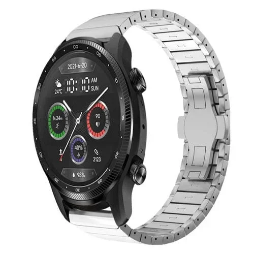 Correa de Reloj para Ticwatch Pro X 22mm One Bead Paint con Hebilla Mariposa de Aleación (Plata)