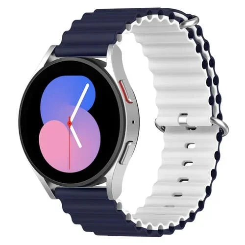 Correa de Reloj Silicona Bicolor Estilo Océano Universal 22mm (Blanco Medianoche)