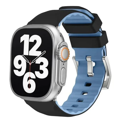 Correa de Reloj Silicona Bicolor para Apple Watch Series 8 41mm (Negro + Azul)