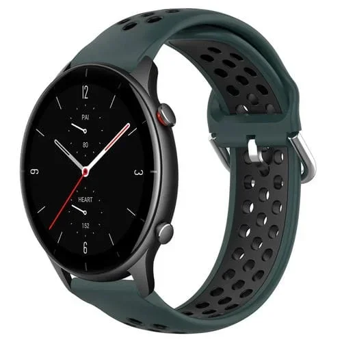 Correa de Reloj Silicona Deportiva Amazfit GTR 2E 22mm Transpirable (Verde Oliva + Negro)