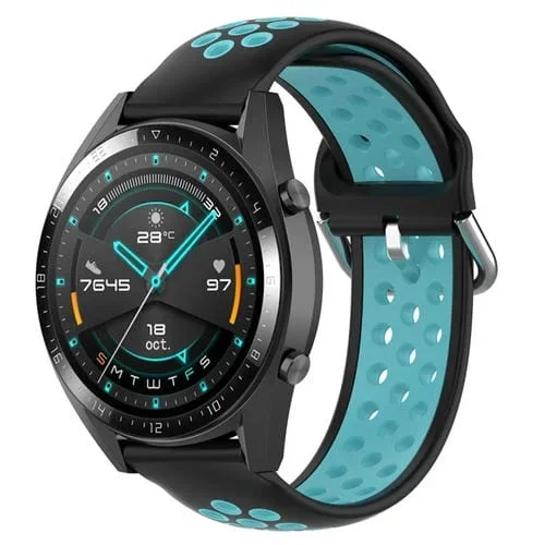 Correa de Reloj silicona dos colores deportiva universal 22mm (Verde Azulado)