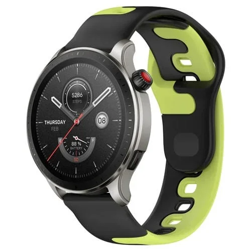 Correa de Reloj Silicona para Amazfit GTR 4 Doble Color 22mm (Negro + Verde)