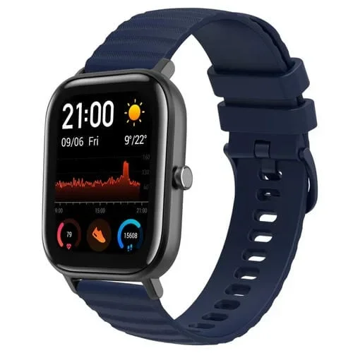 Correa de Reloj silicona para Amazfit GTS 20mm patrón de puntos ondulados (Azul Marino)