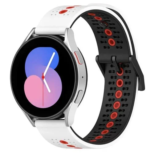 Correa de Reloj Silicona para Coros Apex 46mm Apex Pro Ticwatch Pro 3 22mm Transpirable Tricolor (Blanco Negro Rojo)