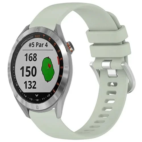 Correa de Reloj silicona para Garmin Approach S40 con hebilla plateada (Verde)