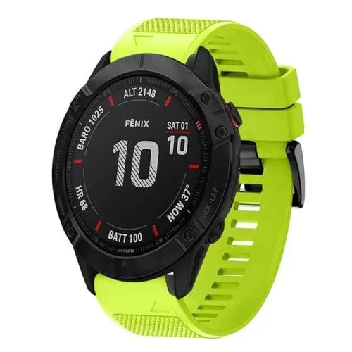 Correa de Reloj Silicona para Garmin Fenix 6X Sapphire 26mm Liberación Rápida (Verde Lima)