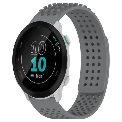 Correa de Reloj silicona para Garmin Forerunner 55 con puntos 3D transpirables y orificios 20mm (Gris)
