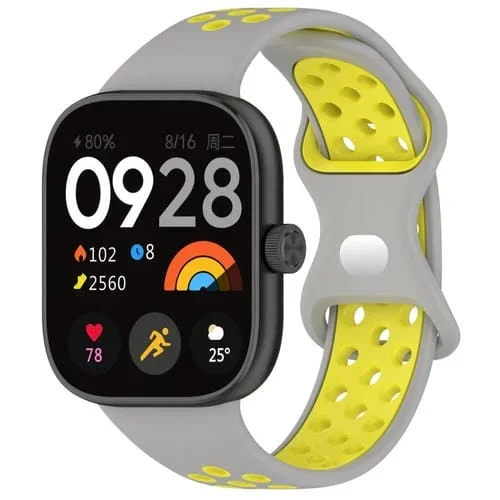 Correa de Reloj Silicona Perforada para Redmi Watch 4 (Gris Amarillo)