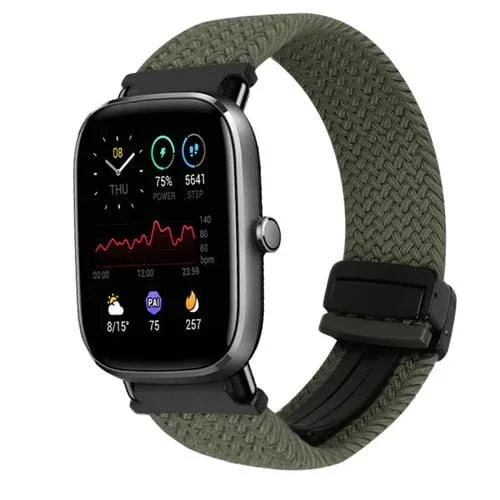 Correa de Reloj Trenzada 20mm con Hebilla Magnética para Amazfit GTS 2 Mini (Verde Oliva)