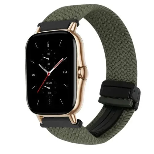 Correa de Reloj Trenzada 20mm con Hebilla Magnética para Amazfit GTS 2 (Verde Oliva)