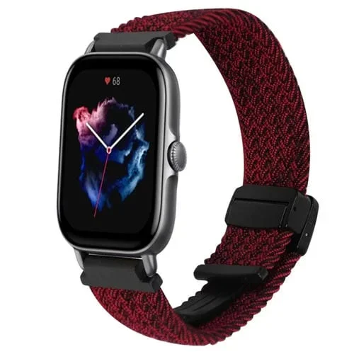 Correa de Reloj Trenzada 20mm con Hebilla Magnética para Amazfit GTS 3 (Negra, Arena, Roja)