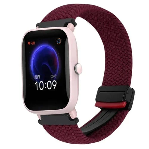 Correa de Reloj Trenzada Amazfit Bip U con Hebilla Magnética 20mm (Rojo Vino)