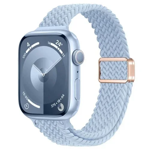 Correa de Reloj Trenzada de Nailon con Hebilla Magnética para Apple Watch Se 2022 (Azul Claro)
