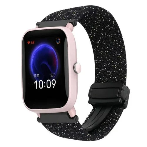 Correa de Reloj Trenzada Hebilla Magnética 20mm para Amazfit Pop Pro (Estrellas Negras)