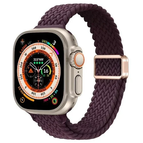 Correa de Reloj Trenzada Nailon con Hebilla Magnética para Apple Watch Ultra 49mm (Cereza Carmesí)