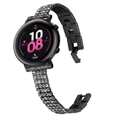 Correa de Reloj Universal Metal 22mm con Diamantes Cuatro Filas (Negro)