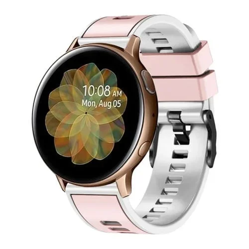 Correa de Reloj Universal Silicona 20mm (Rosa Claro y Blanco)