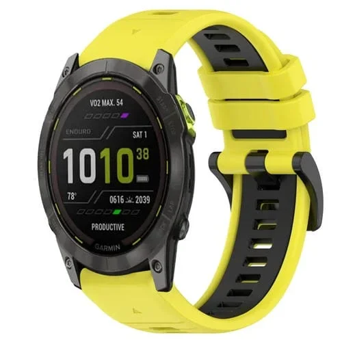 Correa de Silicona 26mm para Garmin Enduro 2 Sports (Amarillo + Negro)