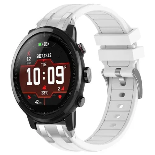 Correa de Silicona Amazfit 3 22mm con Hebilla Plateada y Liberación Rápida (Blanca)