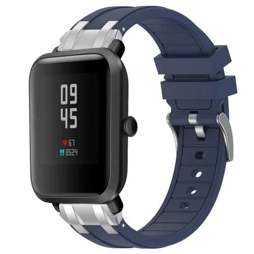 Correa de Silicona Amazfit Bip Lite 20mm con Hebilla Plateada y Liberación Rápida (Azul Marino)