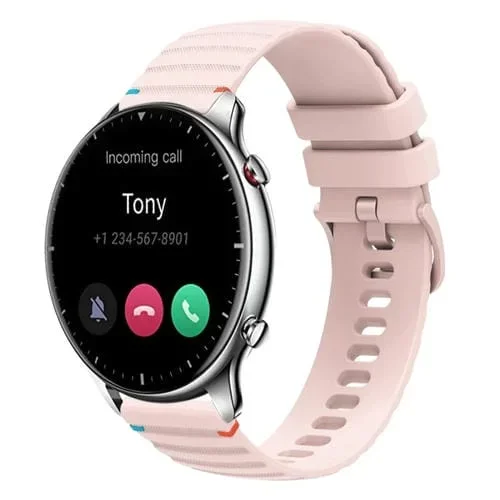 Correa de Silicona Amazfit GTR 2 22mm con Puntadas Onduladas (Rosa)