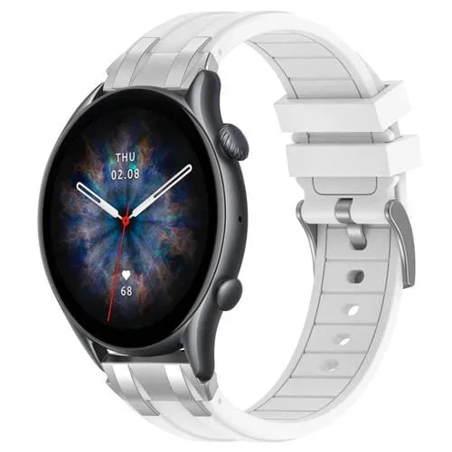 Correa de Silicona Amazfit GTR 3 Pro 22mm con Hebilla Plateada de Liberación Rápida (Blanca)