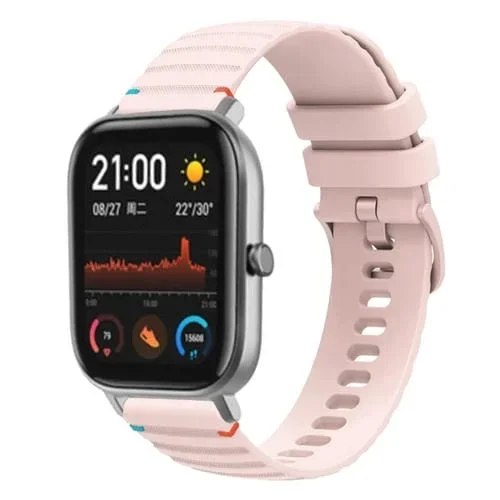 Correa de Silicona Amazfit GTS 20mm con Puntadas Onduladas y Puntos (Rosa)