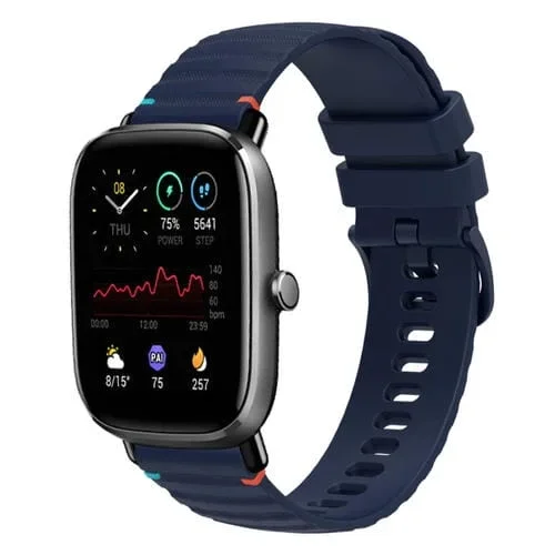 Correa de Silicona Amazfit Gts4 Mini 20mm con Puntadas Onduladas (Azul Marino)