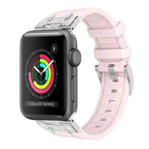 Correa de Silicona Apple Watch Series 3 42mm Diseño Cielo Estrellado Diamantes (Rosa)