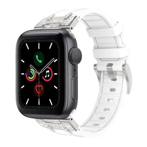 Correa de Silicona Apple Watch Series 5 44mm Diseño Cielo Estrellado y Diamantes (Blanca)