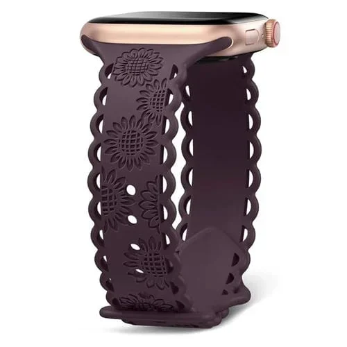 Correa de Silicona Apple Watch Series 6 40mm Estampado Girasoles (Morado Oscuro)