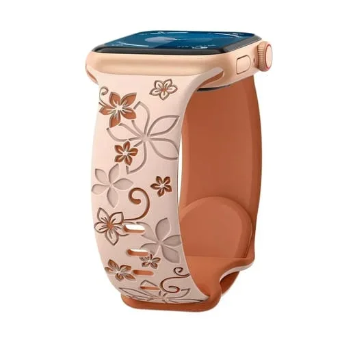 Correa de Silicona Bauhinia para Apple Watch Series 7 45mm (Rosa y Marrón)