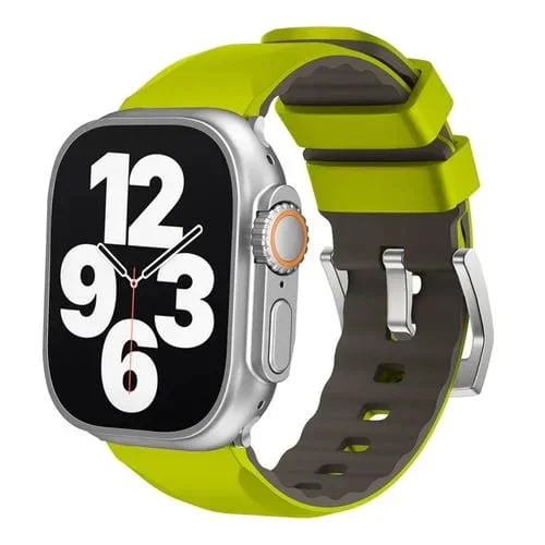 Correa de Silicona Bicolor Apple Watch Series 8 45mm (Verde Fluorescente)