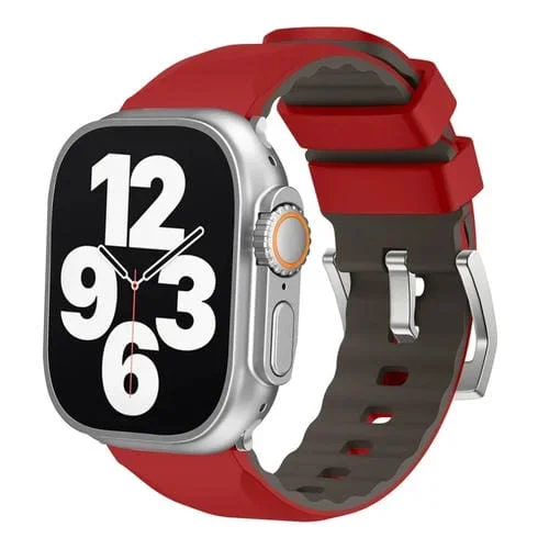 Correa de Silicona Bicolor para Apple Watch SE 44mm (Rojo)