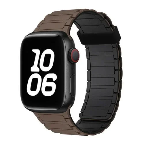 Correa de Silicona con Aro Magnético de Tres Cuentas para Apple Watch Se 2023 de 44mm (Negro Chocolate)