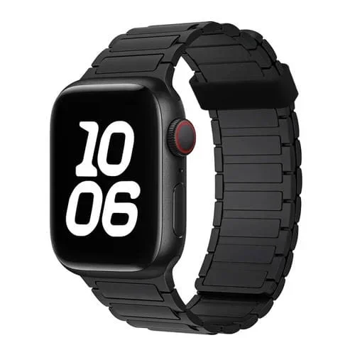 Correa de Silicona con Aro Magnético Tres Cuentas para Apple Watch Series 9 41mm (Negra)