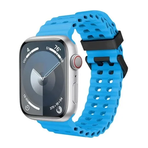 Correa de Silicona con Dos Agujeros en Forma de Océano para Apple Watch Series 5 de 44mm (Azul)