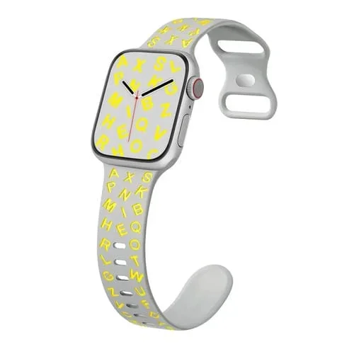 Correa de Silicona con Hebilla de Mariposa para Apple Watch Series 3 38mm (Gris y Amarillo)