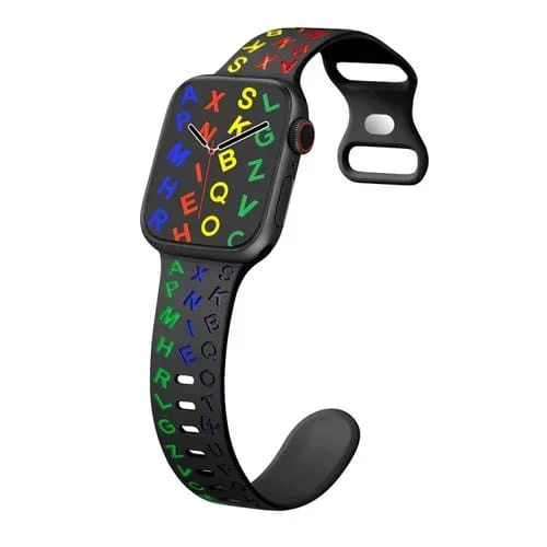 Correa de Silicona con Hebilla de Mariposa para Apple Watch Series 7 41mm (Negro)
